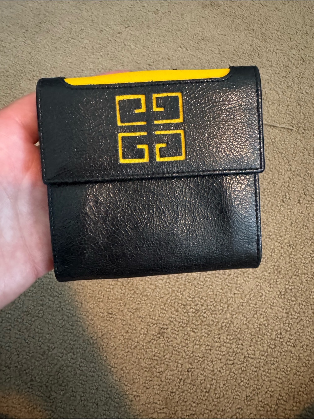 Givenchy Black and Yellow Leather compact Wallet